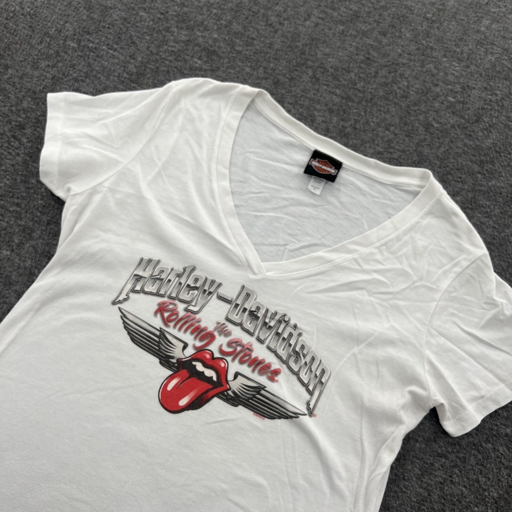 Harley-Davidson x Rolling Stones White Graphic V-Neck Tee